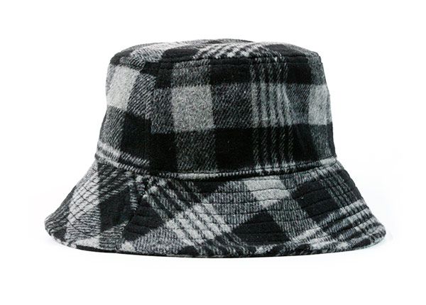 Slant of Black and Grey Blank Wool Bucket Sombrero