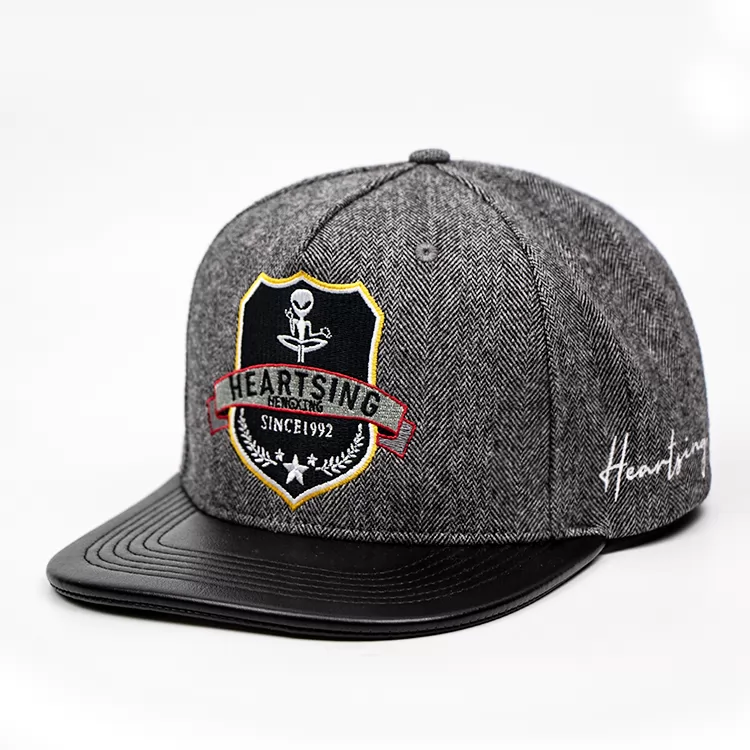 Bordado gris algodón de algodón barato Snapbacks sombreros