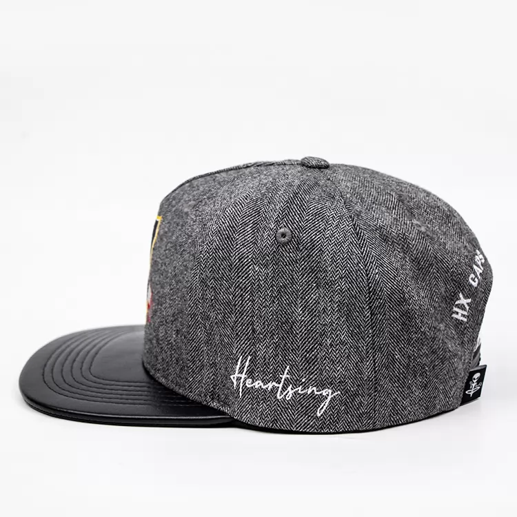 Bordado gris algodón de algodón barato Snapbacks sombreros