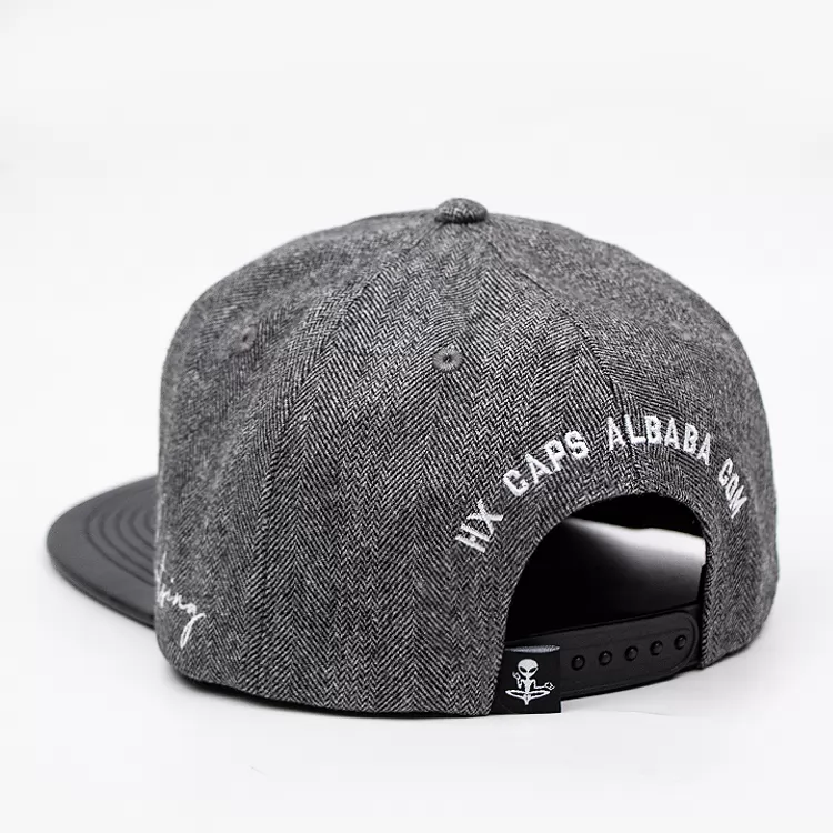 Bordado gris algodón de algodón barato Snapbacks sombreros