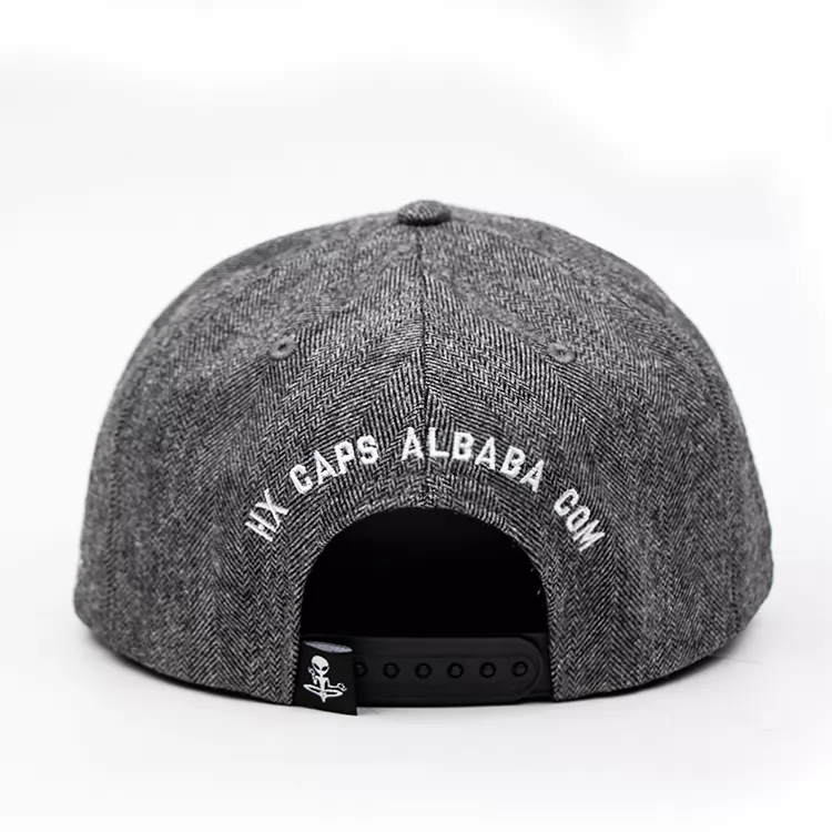 Bordado gris algodón de algodón barato Snapbacks sombreros